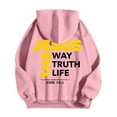 thumbnail image 4 of QHFBli Water-Resistant Men's Hoodie Mens God Print Casual Hooded Sweatshirt Long Sleeve Pullover Comfortable Daily Wear Streetwear Fashion Pink XXXL, 4 of 5