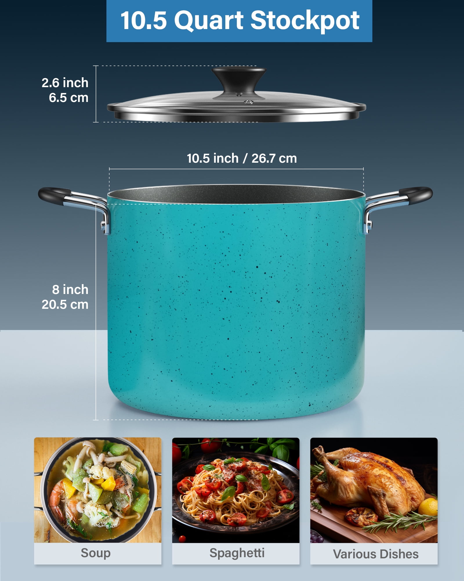 Tonchean 5.4 Quart Delicious Nonstick Induction Stockpot with Lid
