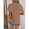 thumbnail image 2 of OneWhoYoung Women Eyelet Embroidery T-Shirt Summer Fashion Clothes Loose Fit Casual Holiday Blouse T Shirts(Brown,X-Large), 2 of 3