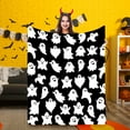 thumbnail image 3 of Halloween Flannel Throw Blanket – Cute Ghost Print Double-Sided Plush Blanket 50x60/60x80 Inch, Soft Lightweight Nap Blanket for Couches, Travel & Gifts‌, 3 of 3