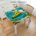 thumbnail image 2 of BANET  Tablecloth, Sea Life Theme with Submarine Fish and a Crab Illustration Print, Dining Room Kitchen Rectangular Table Cover White, 2 of 7