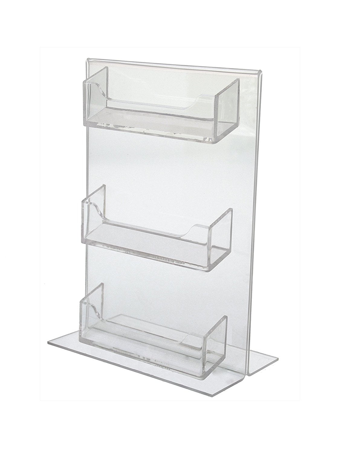 S Clear 3 Pocket Business Card Holder Table Tent Desk Top With Insert Display Stand By Marketing Ship From