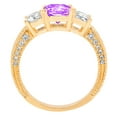 thumbnail image 3 of 3.61 ct Emerald Cut Natural Amethyst 3 Stone 18K Yellow Gold Womens Engagement Ring, 3 of 5
