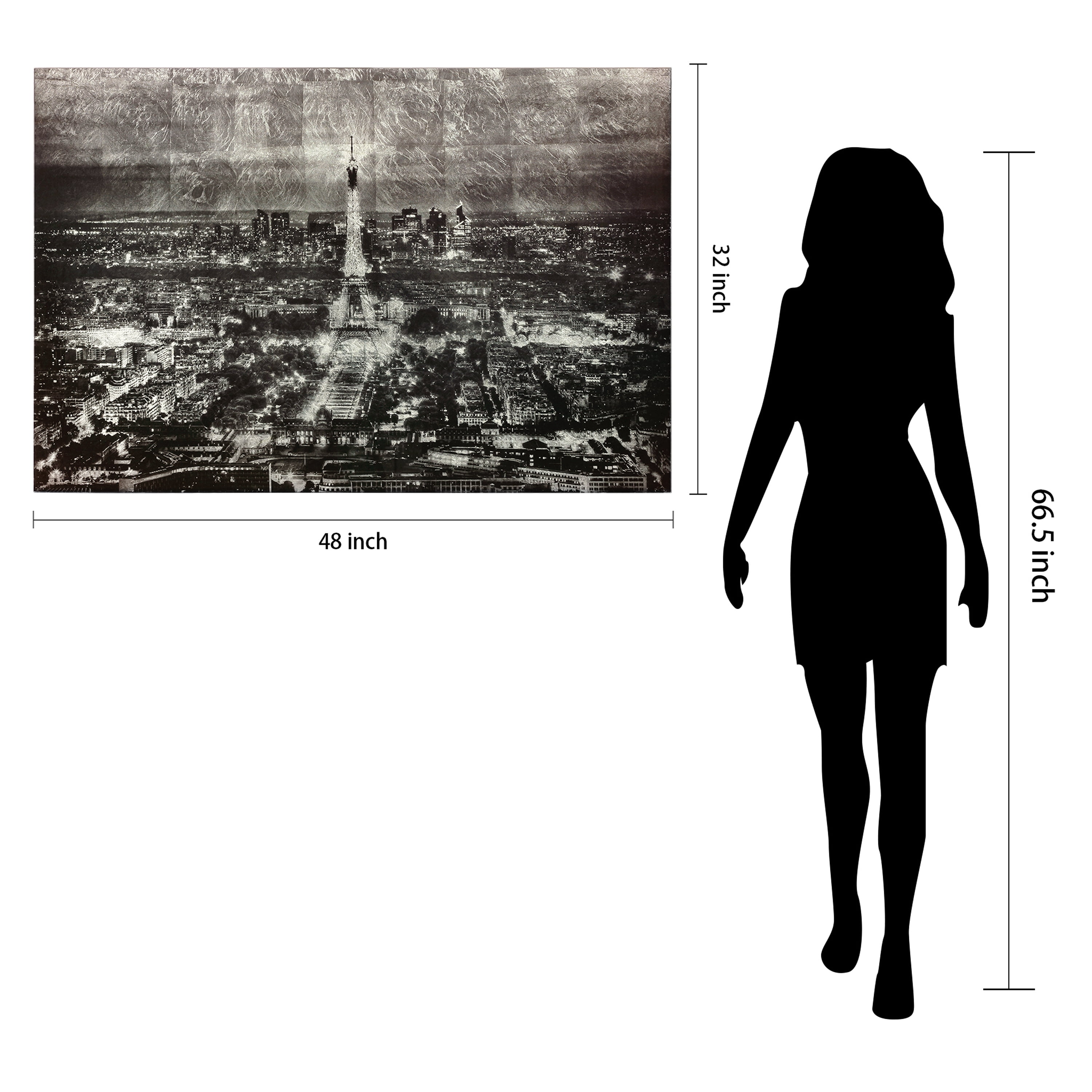 Empire Art Direct Paris at Night Reverse Printed Tempered Glass with Silver Leaf Wall Art, 32" x 48" x 0.2", Ready to Hang
