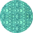 thumbnail image 1 of Ahgly Company Machine Washable Indoor Round Abstract Turquoise Blue Modern Area Rugs, 4' Round, 1 of 4