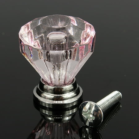 12pcs 25mm Crystal Glass Dresser Drawer Knobs Diamond Plated Shape