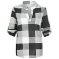 thumbnail image 3 of TIHLMK Womens Blouses Women Casual Cotton Long Sleeve Plaid Shirt Women's Slim Jacket Shirt Top White, 3 of 6