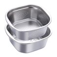 thumbnail image 1 of Juego de colador y bol de acero inoxidable, lavabo cuadrado para lavar, limpiar, enjuagar y lavar 4600 ml, 1 of 9