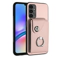 thumbnail image 2 of Wallet Case Compatible for Samsung Galaxy A15 with Card Holder, Rotation Finger Ring Kickstand Card Slots Case, Classic PU Leather Shockproof Magnetic Button Cover for Galaxy A15, Pink, 2 of 7