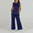 thumbnail image 5 of CILENON Sweat Set for Women Women's Comfortable Casual Daily Solid Color Pants Spring And Autumn Set Sweat Suit Matching Sets Women Clothing Athleisure Sets Women(Dark Blue,M), 5 of 5