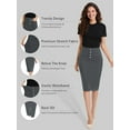 thumbnail image 3 of SEVEGO Women's Pencil Skirt Stretch High Waist Below Knee Bodycon for Office Casual with Patch Pockets, 3 of 6