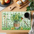 thumbnail image 2 of St. Patrick's Day Placemats Set of 8, Spring Botanical Clovers Coin Green Check Placemats for Dining Table, Place Mats for Kitchen Tabletop, Waterproof Wipeable Dining Table Mats Set, 2 of 9