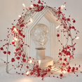 thumbnail image 3 of 20 LED Christmas String Lights  7 ft Pinecone Red Berry Bell  Garland with Lights Battery Operated Fairy String Lights with Pine Cone Indoor Outdoor Holiday Christmas New Year Party Decor, 3 of 6