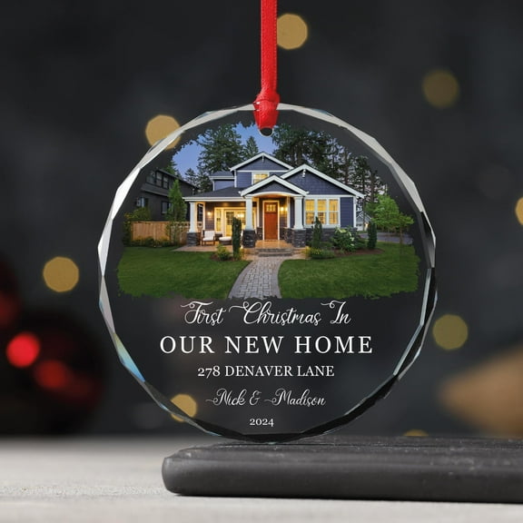 Personalized First Christmas in Our New Home Photo Ornament - New House Christmas Ornament - Couple Address Ornament