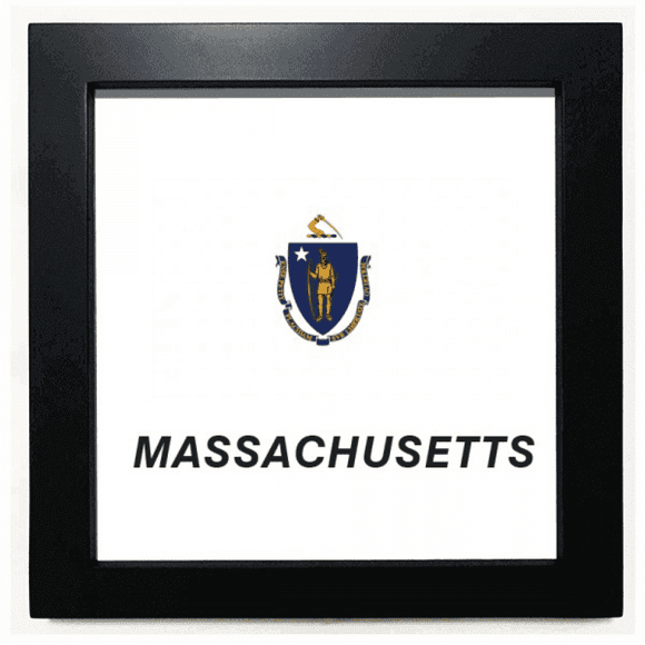 Massachusetts Flag Profile Black Square Frame Picture Wall Tabletop