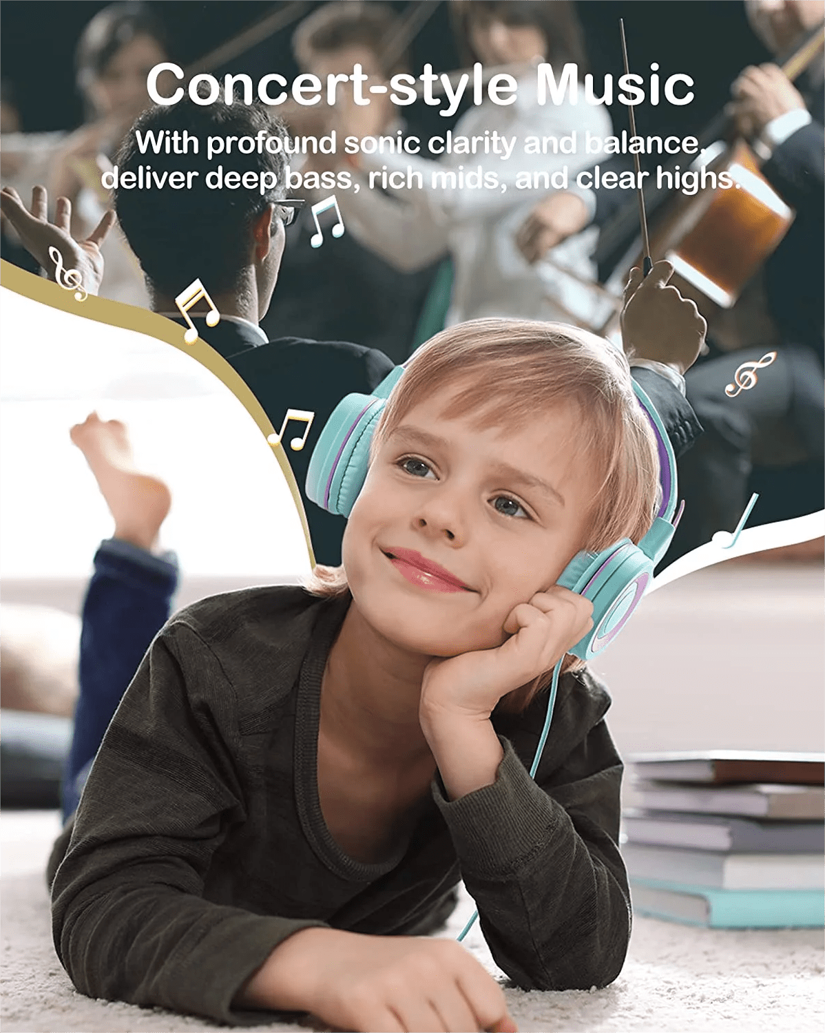 Mpow MPBH360AL Kids Headphones with Microphone(2 Pack) Blue & Green