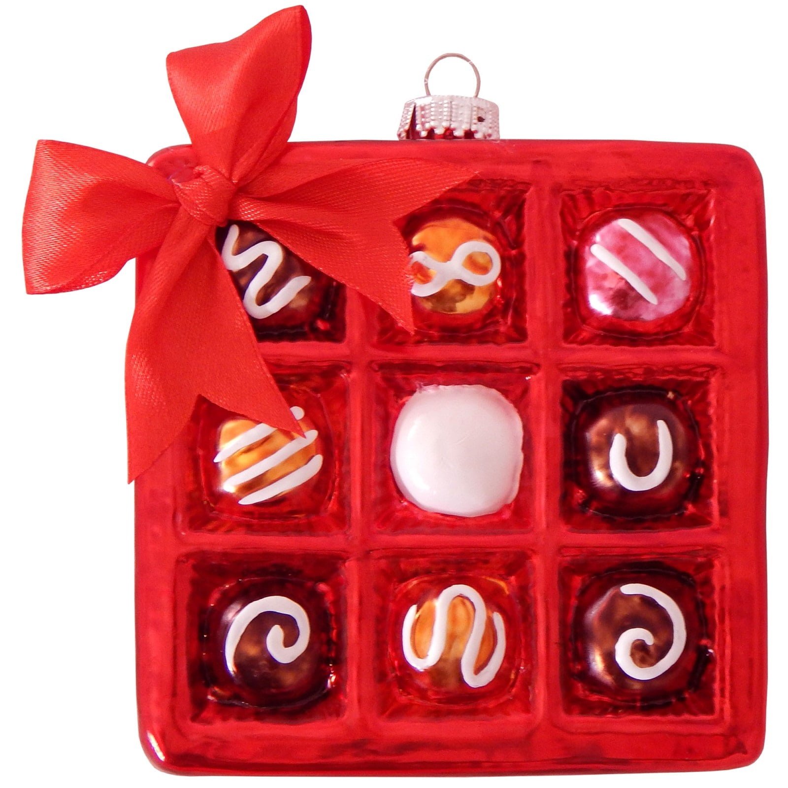 Box Of Assorted Chocolates Christmas Holiday Ornament Glass