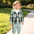 thumbnail image 7 of Duqingm Toddler Baby Boys Clothes Plaid Button Down Hooded Shirt + Sweatpants Fall Winter Outfits Set (Green,3-4 Years), 7 of 7