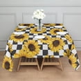 thumbnail image 3 of Black White Checker Sunflower Pattern Square Tablecloth,Waterproof Square Table Cover,Wipeable Spillproof Washable Table Cover for Home Kitchen Party Decor 60"x60"(152x152cm), 3 of 6