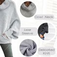 thumbnail image 3 of Foreseew Sweaters Women Solid Turtleneck Mock, Teepors Batwing Cowl Neck Sweater, Oversized Pullover with Pockets, 3 of 7