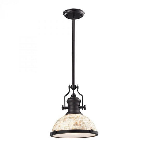 Elk Lighting 1-Light Cappa Shell Oiled Bronze Pendant 66433-1 100 Watt Medium