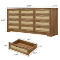 thumbnail image 2 of Studyset 12 Drawer Dresser for Bedroom,Modern Farmhouse Rattan Chest of Drawers with Handles,Wide Closet Dressers Organizer,Wood Dresser for Closet, Living Room,Entryway,and Hallway, 2 of 8