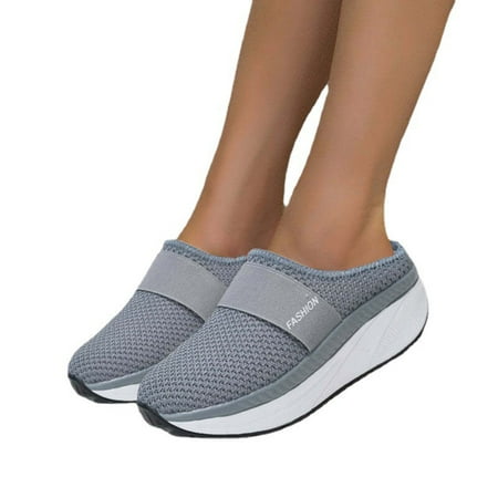 

Sandals Women Mesh Breathable Platform Slipper Dressy Summer Slip On Sandals Comfy Close Toe Sandal for Beach Travel