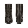 thumbnail image 5 of BLISSFUL STEP Women's Ankle Boots Pointed Toe Ruched Chunky Heel Side Zip Ankle Boots Coffee 9, 5 of 6