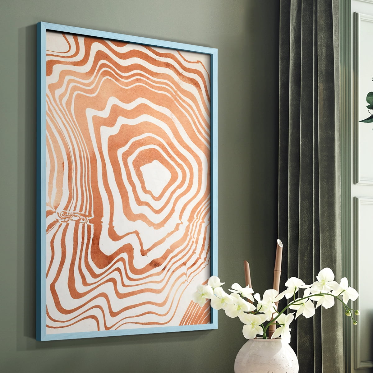 Wood Grain Suminagashi I Framed Print - Solid Wood in Single Picture Frame Solid Wood 2 Framed Print