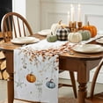 thumbnail image 3 of ERUNPONLY Orange Blue Pumpkins Fall Table Runner - 60 Inch Long Coastal Starfish Eucalyptus Leaves Cotton Linen Blended Dress Scarves Farmhouse Table Runner for Kitchen Dining, Coffee Table, 13"x60", 3 of 8
