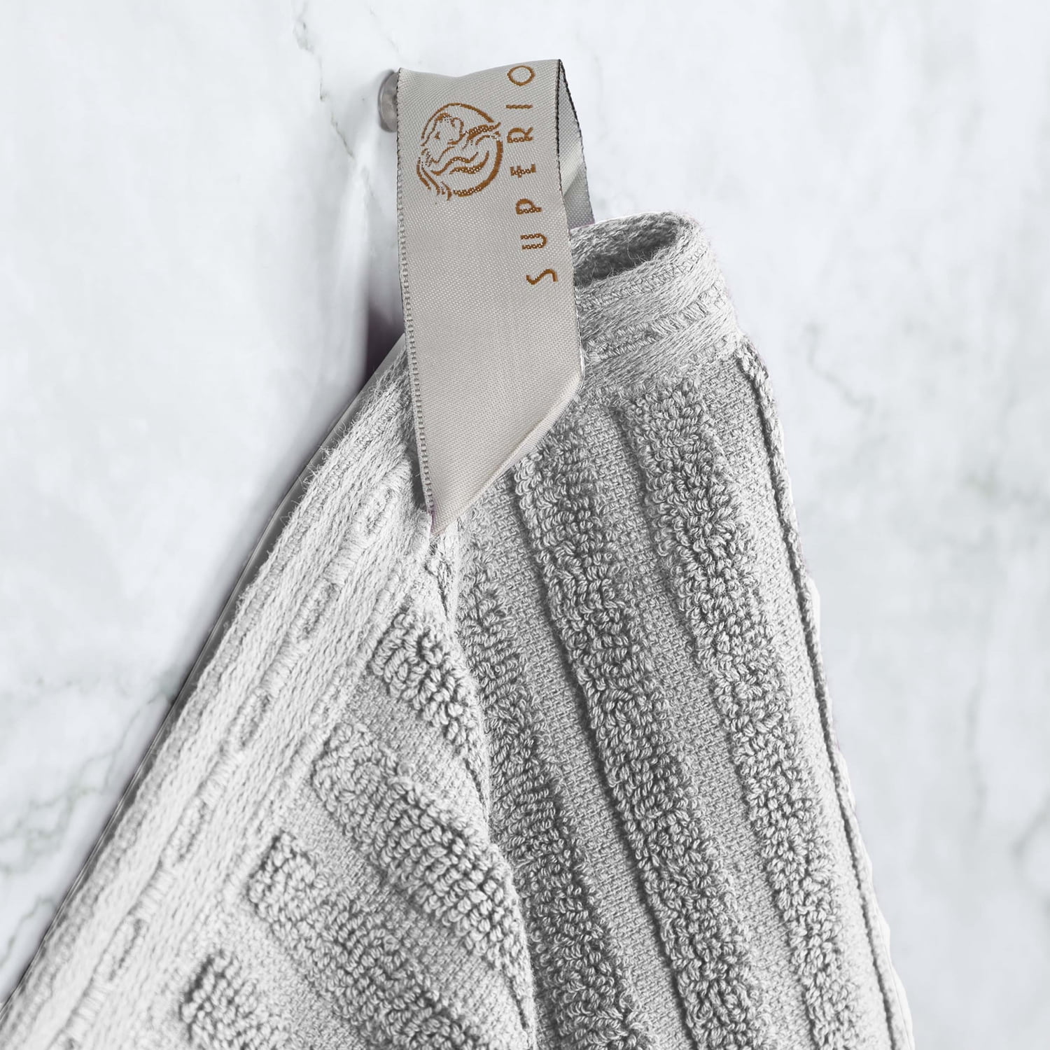 Superior Ribbed Cotton 6-Piece Silver Bath Towel/ Hand Towel Set