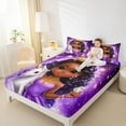 thumbnail image 4 of Castle Fairy Kids Girls Black Girl Princess Twin Sheet Sets 3pcs,Magical Animal Unicorn Twin Fitted Sheet Microfiber,Bling Glitter Breathable Flat Sheet,Super Cozy Room Decor, 4 of 7