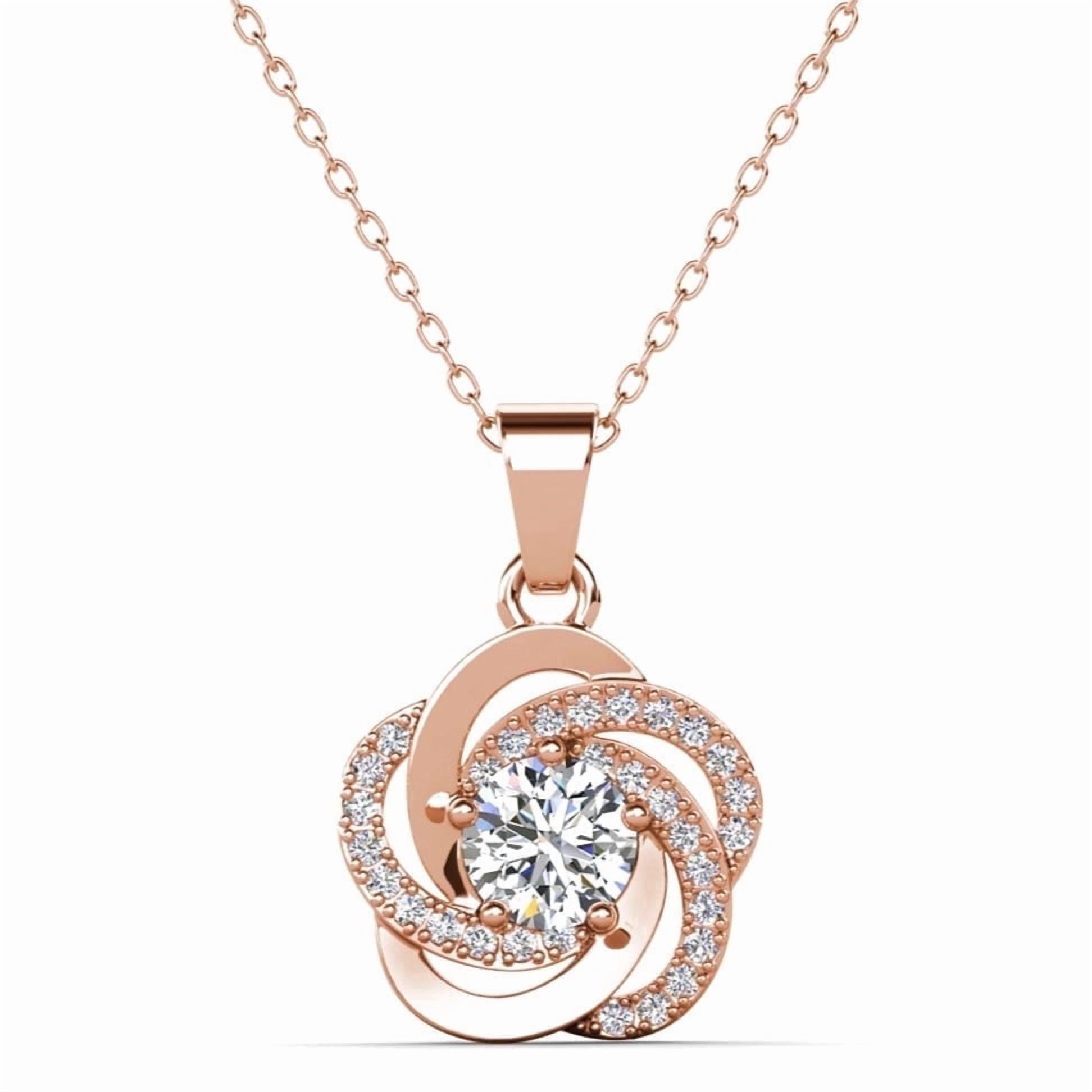 Cate & Chloe Stella 18k Rose Gold Plated Necklace with Simulated Diamond Crystals Gift for Women