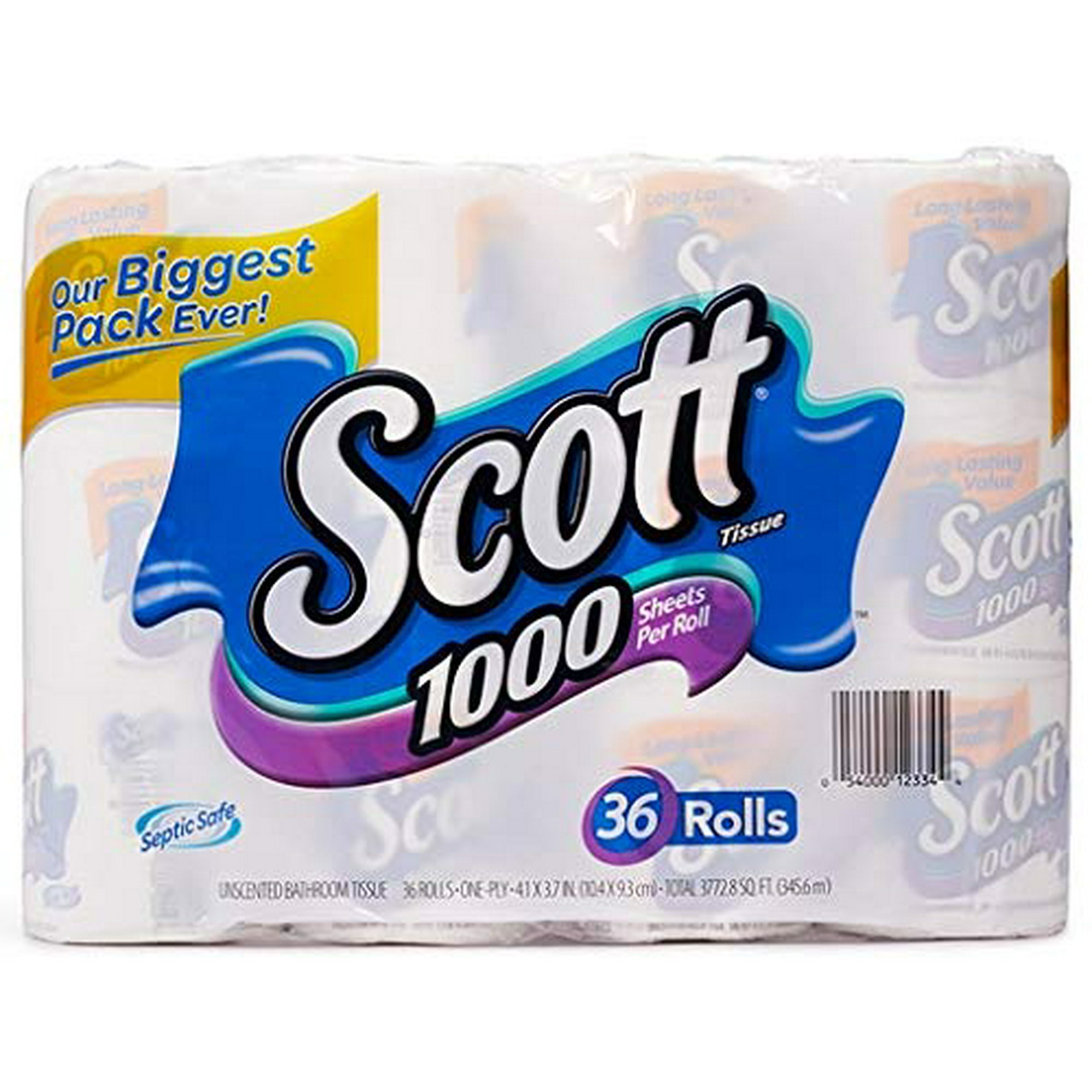 Papier Toilette Scott ComfortPlus, 12 Rouleaux, 1000 Feuilles/rouleau, 1 Pli, Blanc