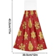thumbnail image 3 of SKYSONIC 2 PCS Hanging Hand Towels,Christmas Gingerbread Cookies Red Hand Dry Towels for Kitchen & Bathroom,Hanging Towel Set with Hanging Loop, 12"x17", 3 of 6