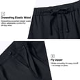 thumbnail image 6 of QPNGRP Men's Linen Shorts Casual Elastic Waist Drawstring Summer Beach Vacation Yoga Shorts with Pockets Black L, 6 of 9