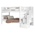 thumbnail image 5 of Bedz King Transitional Pine Wood Twin over Twin Stairway Bunk Bed in White, 5 of 10