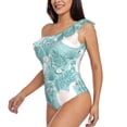 thumbnail image 3 of Picia Swan And Flowers4 Pattern Women's One Piece Swimsuits,One Shoulder Swimwear Asymmetric ,Ruffle Monokinis Bathing Suits,High Waisted Flattering Bathing Suits-Small, 3 of 8