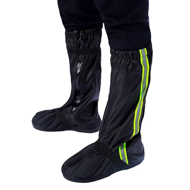 GOOHOCHY Cubierta de zapatos impermeables Tela de Oxford Cubierta de botas de lluvia de alta nieve Cubierta de zapatos reflectante para hombres Mujeres (Negro, L)