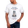 thumbnail image 4 of 9/11 25th Anniversary T-Shirt, Never Forget 911 Graphic Short Sleeve Crew Neck Shirt,Salute to Firefighters American Patriotic 25th White Memorial Tee, Royal Blue XL, 4 of 4