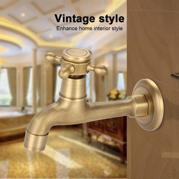 Ccdes Wall Mounted Vintage Solid Brass Faucet Single Cold ...