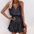 thumbnail image 4 of Vestido HUOGUO, sin mangas, cuello en V, estampado casual, para mujer, 4 of 5