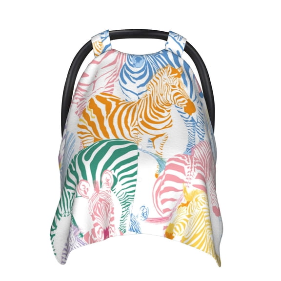 Car Seat Cover Baby - Zebra Colourful Breathable Infant Car Seat Cover for Baby Carseat, Lightweight Comfort Baby Essentials Must Haves Newborn Stuff for Girl Boy