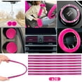 thumbnail image 4 of chalian -47 Pcs Car Seat Cover Full Set Car Accessories for Front Rear Seat Fluffy Steering Wheel Cover Belt Automotive Floor Mats Air Conditioner Decoration Strip(Rose Red), 4 of 13