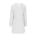 thumbnail image 5 of BSDJILFG Sweatshirt Dress for Women Cable Knit Blouse Solid Color Long Sleeve Henley Shirt V-Neck Short Hooded Dress Rollbacks, 5 of 5