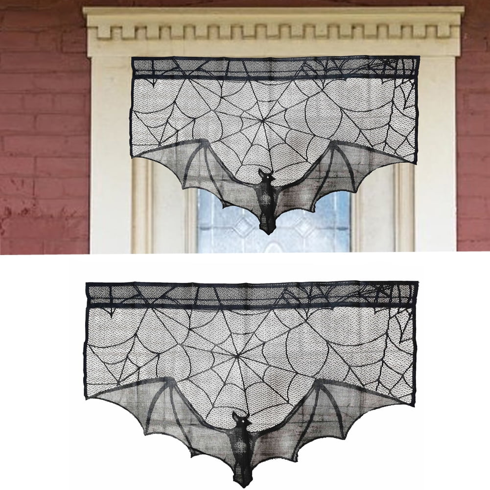 DGROEE Halloween Window Curtain Spider  Bats Door Curtain Lampshade
