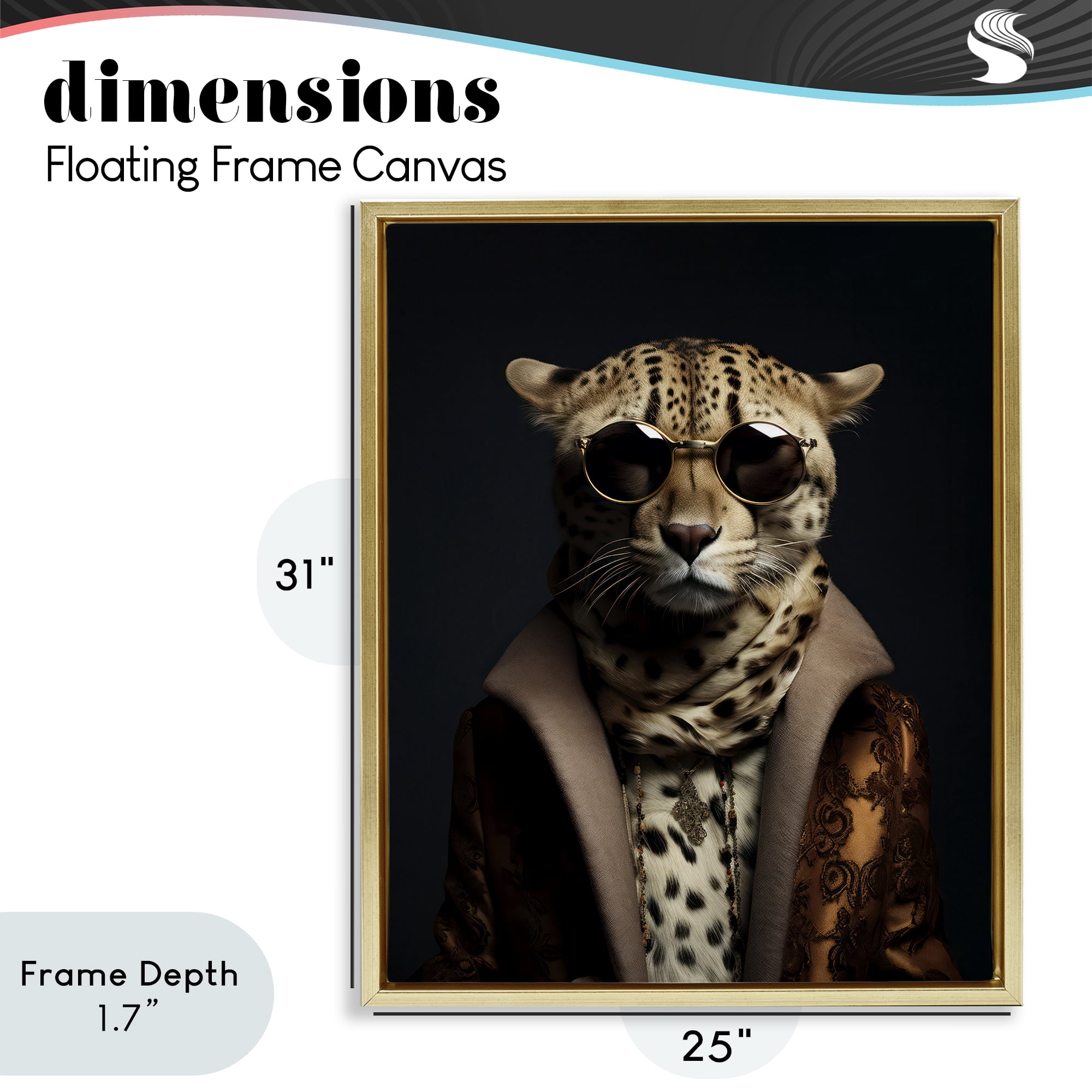 Stupell Industries Luxury Cat Couture Gold Framed Floater Canvas Wall Art, design by Andrea Haase