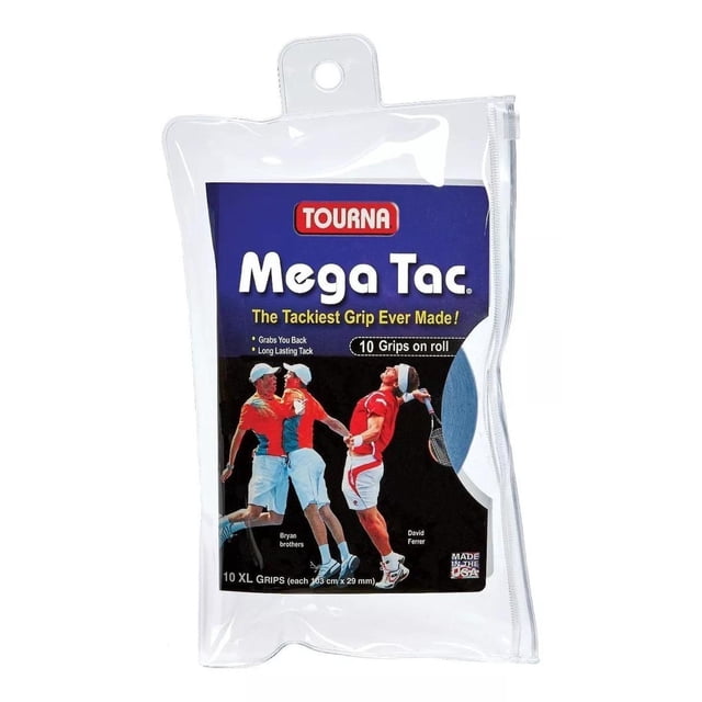 Paquete 10 Piezas Overgrip Mega Tac Azul Tourna Tourna Antideslizante