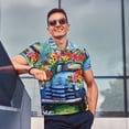 thumbnail image 4 of Balery Floral Truck Welcome Camisa Polo de Hombre con Estampado, de Manga Corta y Tejido Medio, Camisa Tipo Golf Polo-Small, 4 of 6
