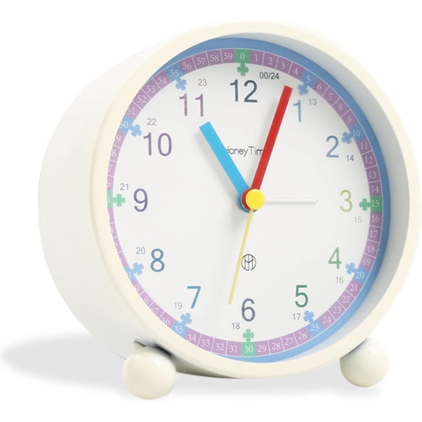 Reloj didáctico para niños, reloj de cuarzo con código de colores que aprende la hora sin tictac, con movimiento de barrido silencioso, funciona con pilas, para decoración de dormitorio infantil